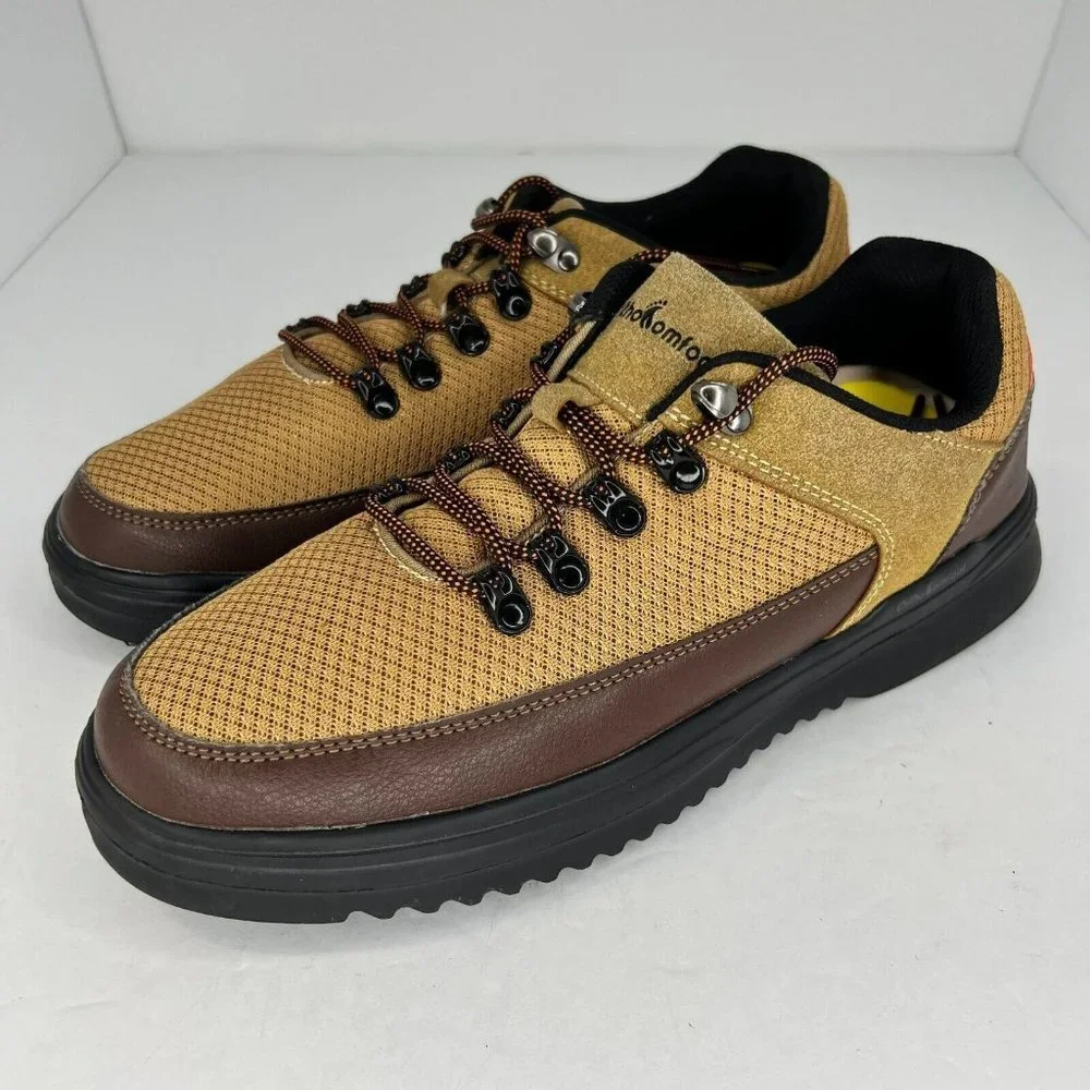 OrthoComfoot Mens 22JC03 Beige Brown Leather Suede Lace Up Size 43 Casual Shoes